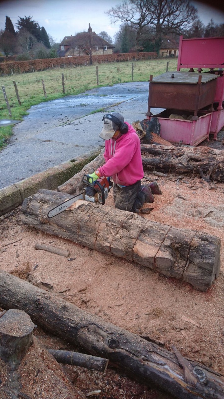  Cutting seasoned firewood for our customers 