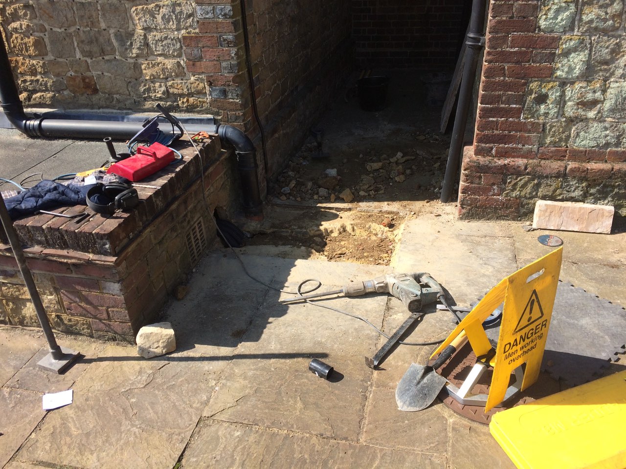  Replacing slab after digging down to route cables 